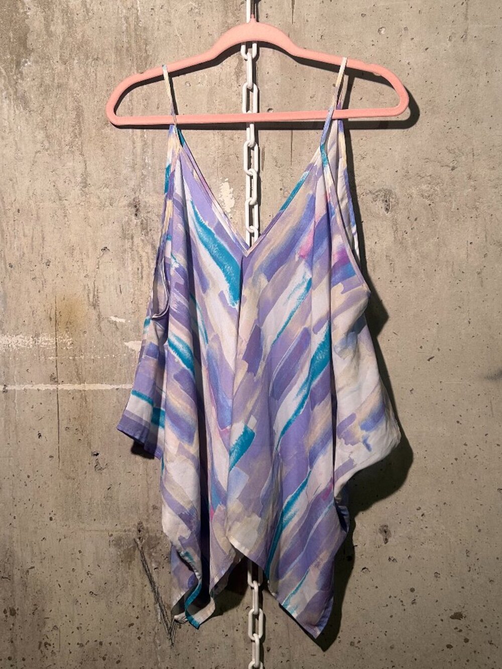 Women’s Lavender & Teal Printed V-Neck Spaghetti Strap Blouse